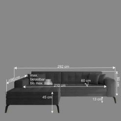 Viersitzer Funktionssofa in Hellrosa - Tribial