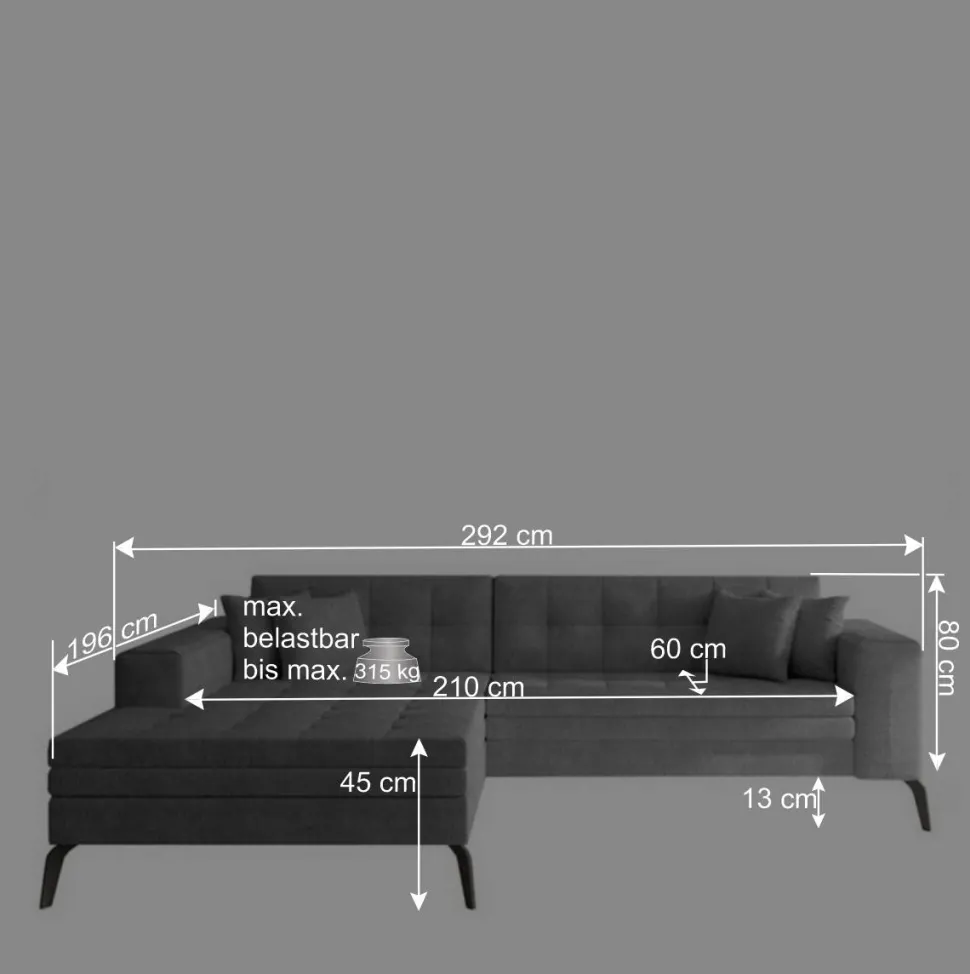 Viersitzer Funktionssofa in Hellrosa - Tribial