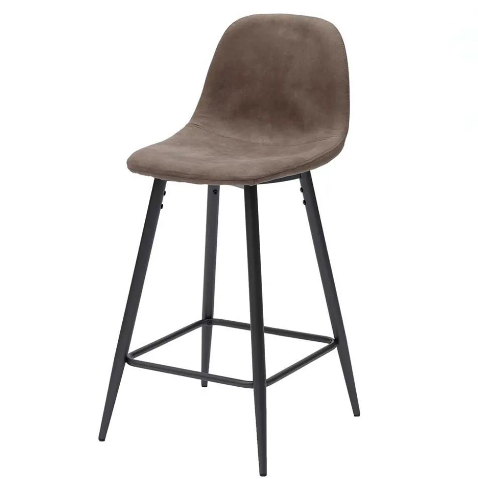 Vintage Barhocker mit Lehne Dorisa Kunstleder Taupe (2er Set)