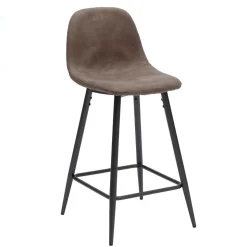 Vintage Barhocker mit Lehne Dorisa Kunstleder Taupe (2er Set)