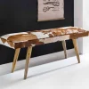 Vintage Landhaus Bank Ilusiana mit Fell Leder Holz 120cm