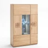 Vitrine Highboard optional mit LED Pontros Eiche Bianco teilmassiv
