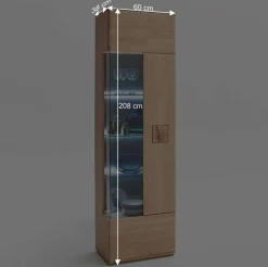 Vitrine in 60cm Breite Pontros Eiche Bianco teilmassiv