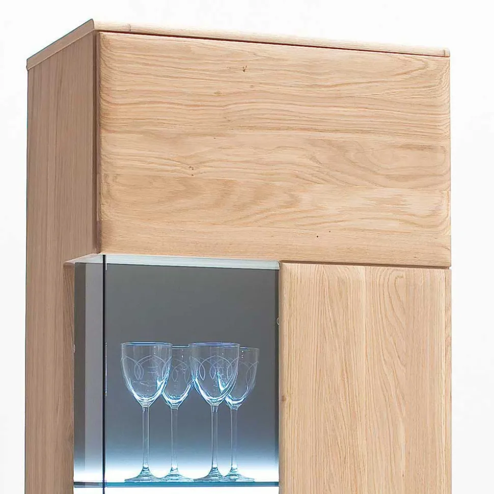 Vitrine in 60cm Breite Pontros Eiche Bianco teilmassiv