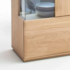 Vitrine in 60cm Breite Pontros Eiche Bianco teilmassiv