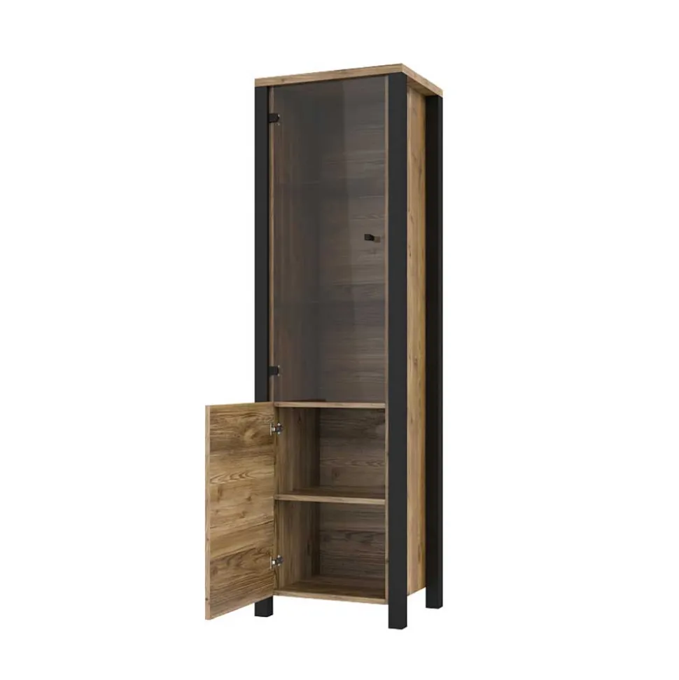 Vitrine in Fichte verwittert Dekor - Simeona