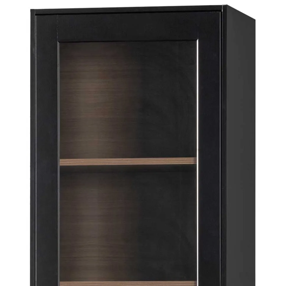 Vitrine in Schwarz & Walnuss Optik - Rabad