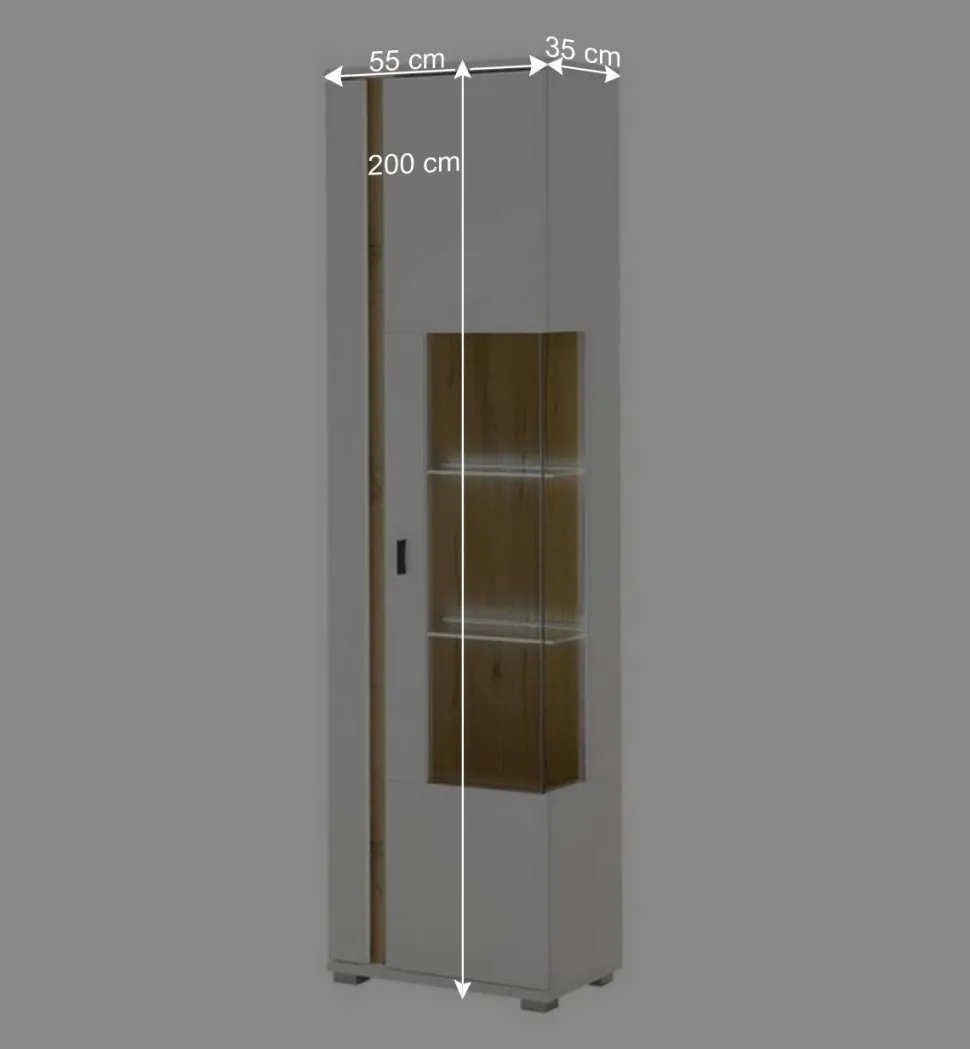 Vitrine mit LED Licht und Metallgriff - Racelyn
