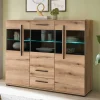Vitrinen-Highboard in Eiche Holzoptik - Brocus