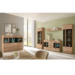 Vitrinen-Highboard in Eiche Holzoptik - Brocus