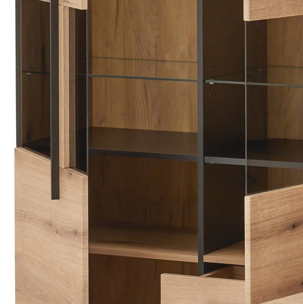 Vitrinen-Highboard in Eiche Holzoptik - Brocus