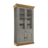 Vitrinenschrank Cempino in Grau und Natur