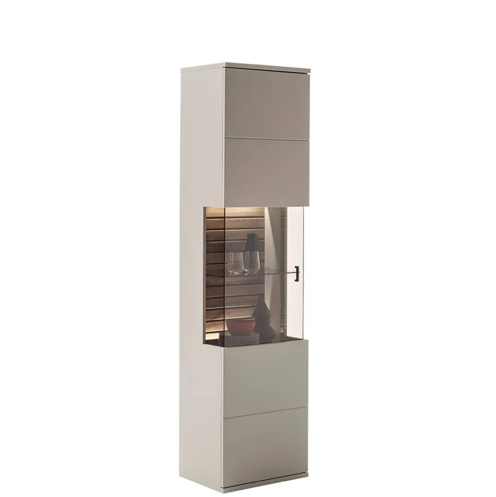 Vitrinenschrank in Grau mit Wildeiche - Teorina
