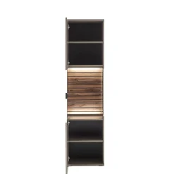 Vitrinenschrank in Grau mit Wildeiche - Teorina