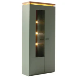 Vitrinenschrank in Graugrün - Kwin