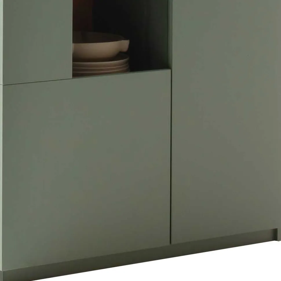 Vitrinenschrank in Graugrün - Kwin
