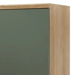 Vitrinenschrank in Graugrün mit Wildeiche - Oliva