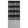 Vitrinenschrank in Hellgrau und Schwarz - Arno