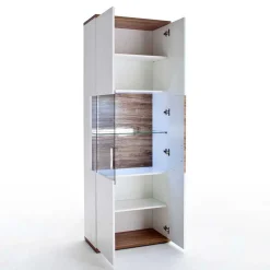 Vitrinenschrank in Hochglanz Weiß - Icadro