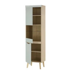 Vitrinenschrank in Mintgrün und Eiche - Armina