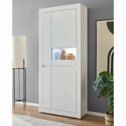 Vitrinenschrank in Weiß - 85x198x35 cm - Ilana