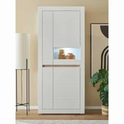 Vitrinenschrank in Weiß - 85x198x35 cm - Ilana