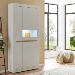 Vitrinenschrank in Weiß - 85x198x35 cm - Ilana