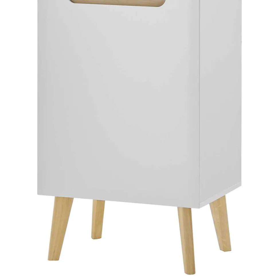 Vitrinenschrank in Weiß mit Eiche - Ginko