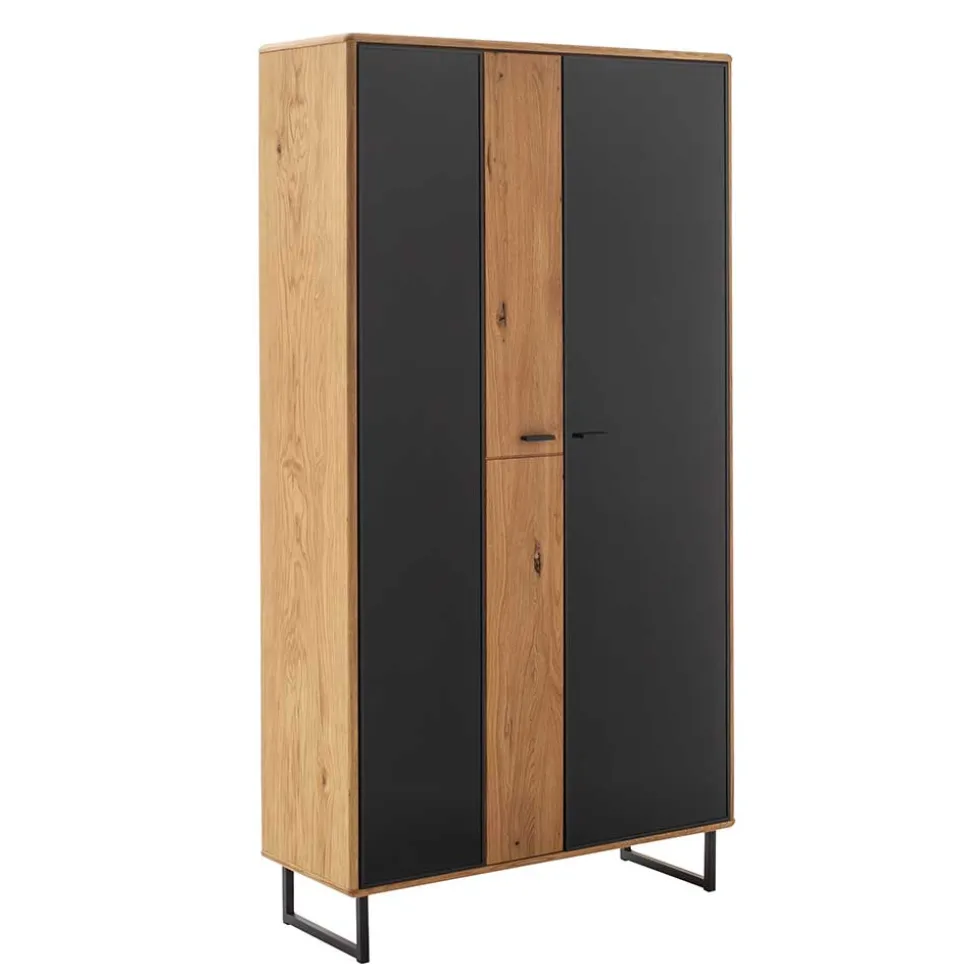 Vitrinenschrank in Wildeiche & Anthrazit - Flacona
