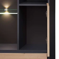 Vitrinenschrank in Wildeiche mit Grau - Kuetra