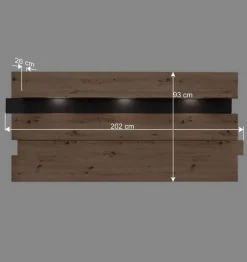 Wandpaneel mit Ablage & LED Beleuchtung - Kuetra