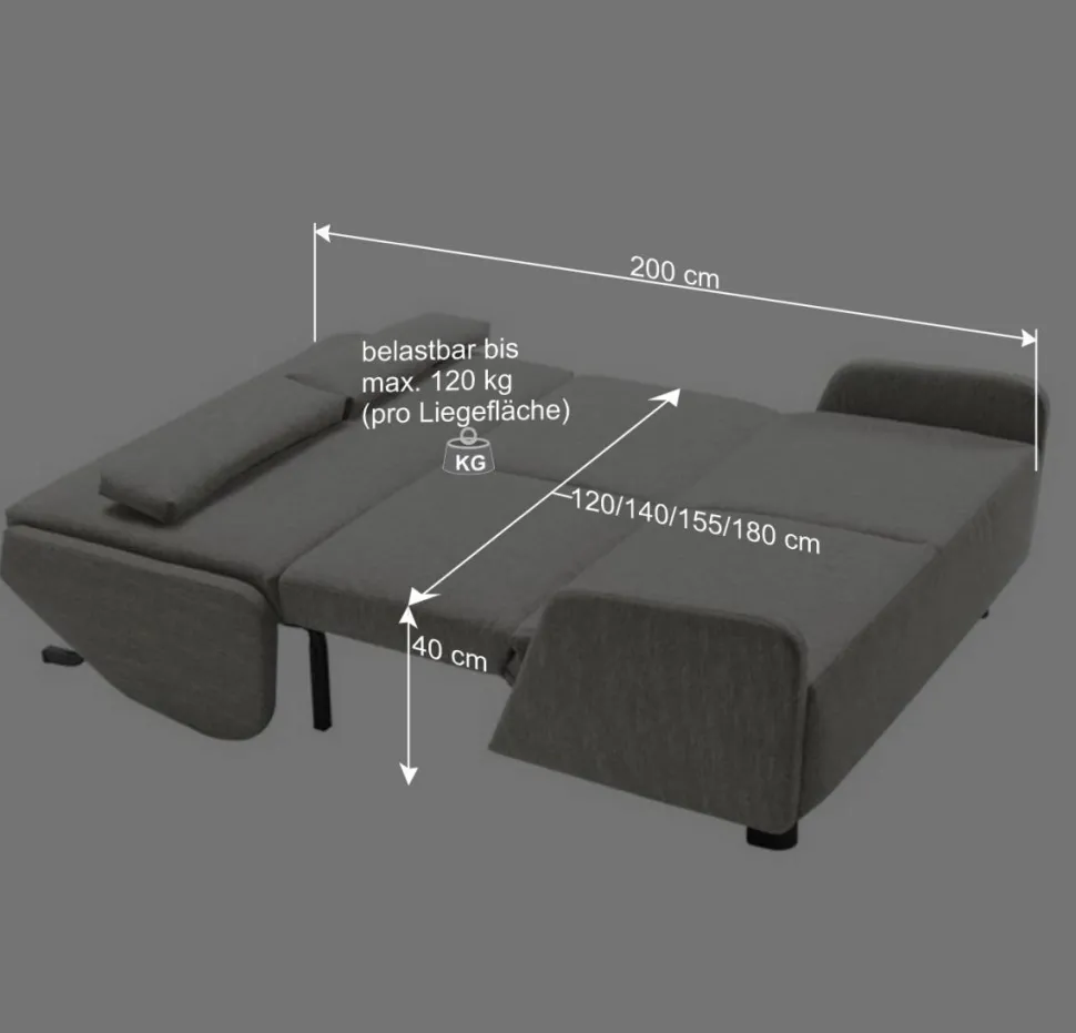 Webstoff Schlafsofa in Petrol Blau - Fancya
