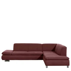 Webstoff Sofaecke in Rot mit Chrom - Renemia