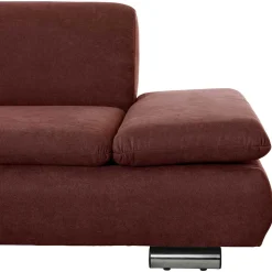 Webstoff Sofaecke in Rot mit Chrom - Renemia