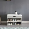 Weiße Flur Bank mit Schuhregal Guaran & Stauraum