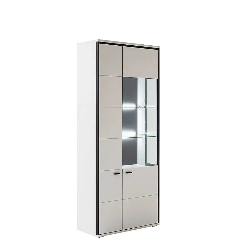 Weiße Stauraumvitrine in modernem Design - Loazin