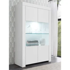 Weiße Wohnzimmer Vitrine mit zwei Türen - Mikes