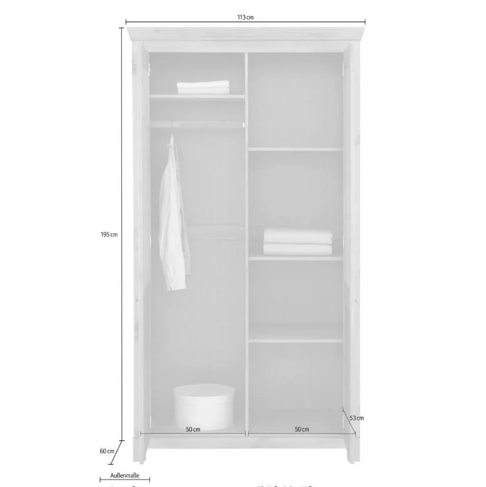 Weißer Kleiderschrank aus Kiefer Massivholz - Filippo