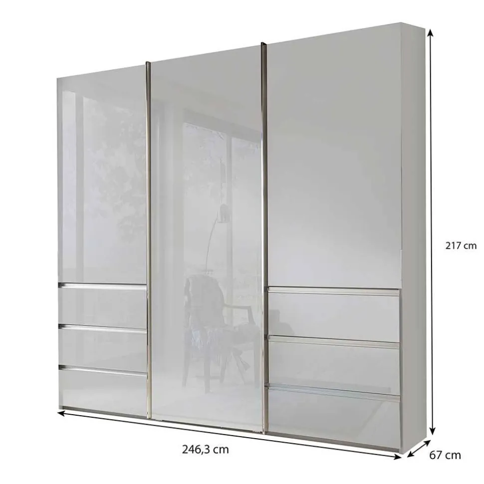 Weißer Kleiderschrank mit Schwebetüren - Brasatura