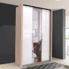Weißer Kleiderschrank mit Spiegel mittig - Bosays