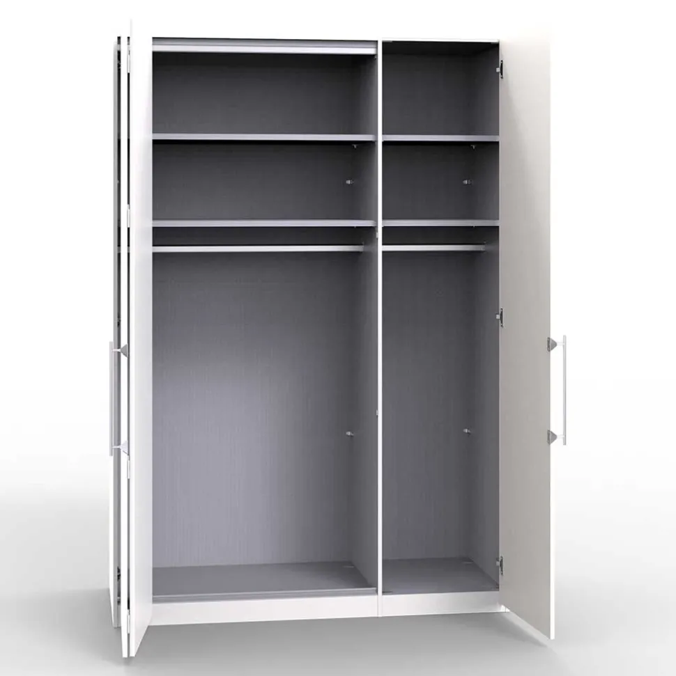 Weißer Kleiderschrank mit Spiegel mittig - Bosays