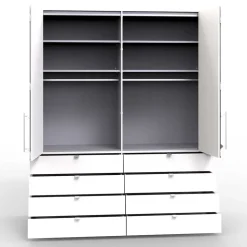 Weißer Kombi-Kleiderschrank mit acht Schubladen - Donpiave