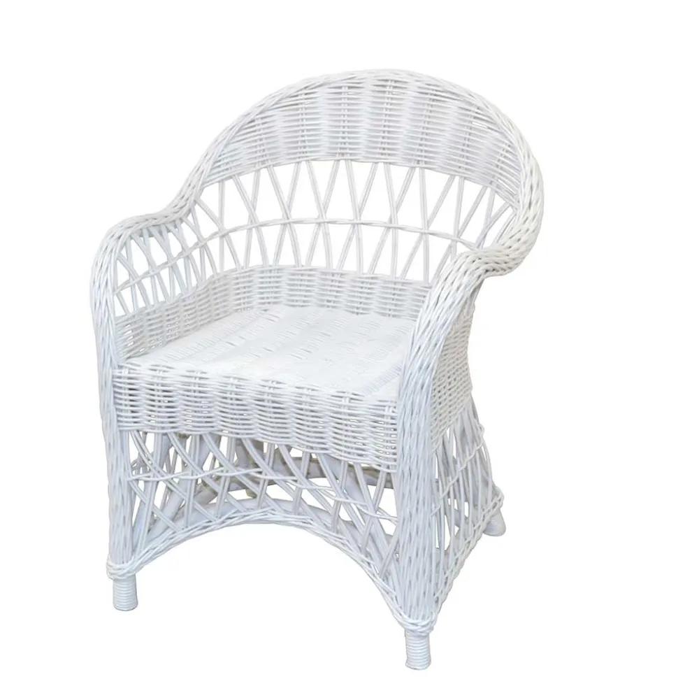 Weißer Korbsessel aus Rattan Geflecht - Kuraico