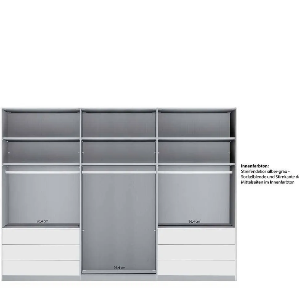 Weißer Schiebetürenschrank 3-türig - Fachet