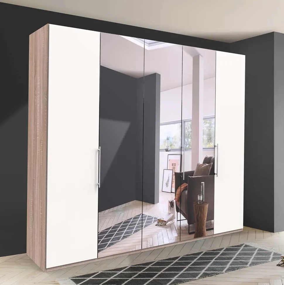Weißer Schlafzimmer-Schrank mit Spiegeln - Vaclyn