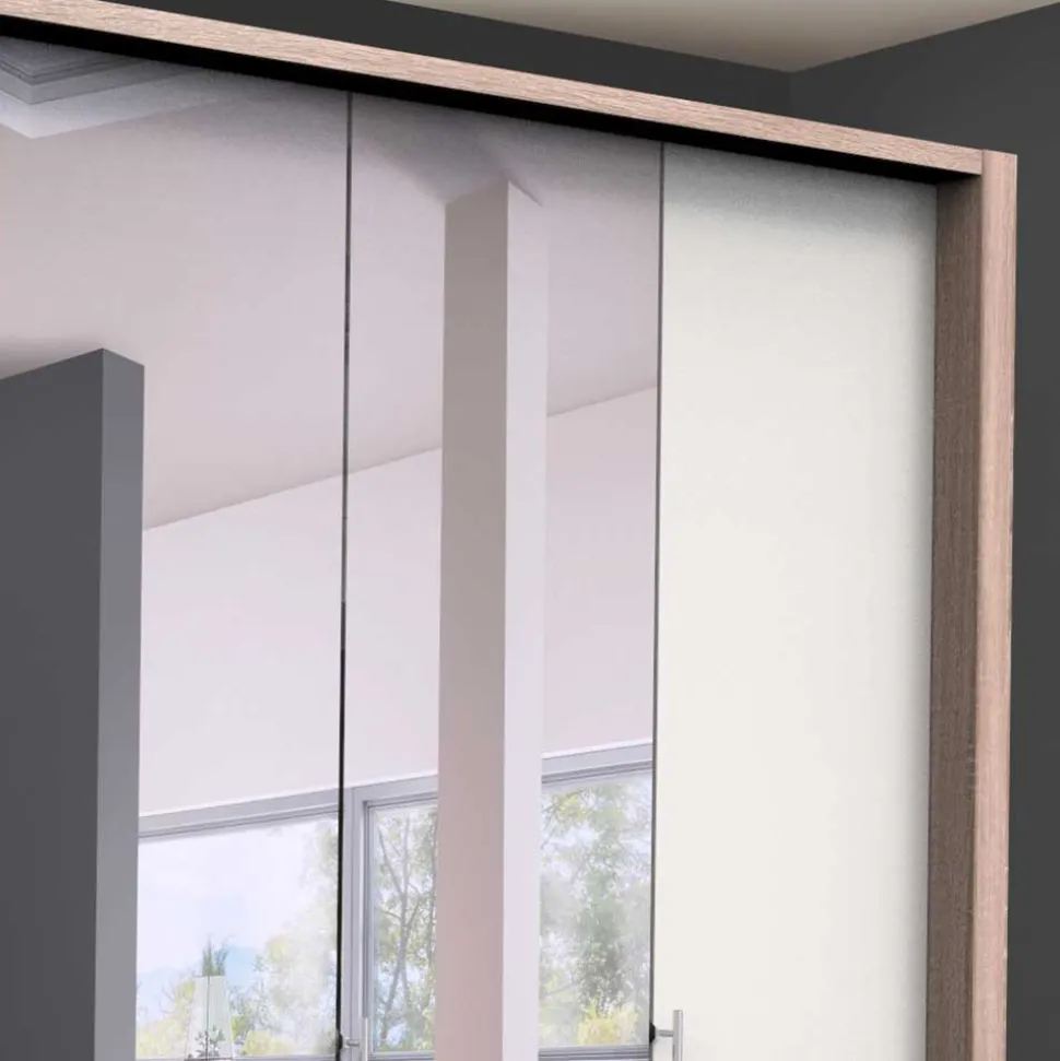 Weißer Schlafzimmer-Schrank mit Spiegeln - Vaclyn