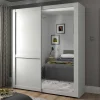 Weißer Schwebetüren-Schrank mit Spiegel - Flinn