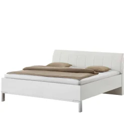 Weißes Bett mit Kunstleder-Kopfteil - Rocca