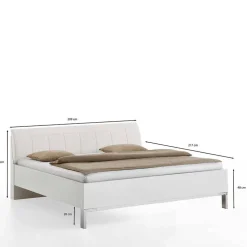Weißes Bett mit Kunstleder-Kopfteil - Rocca