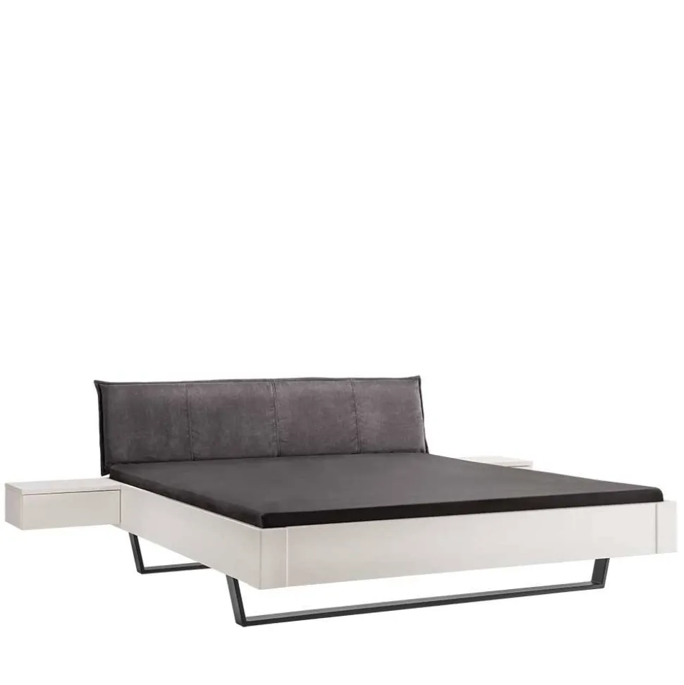 Weißes Designbett mit Stoff-Kopfteil - Fanos